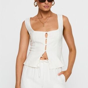 Princess Polly White Button-Front Top